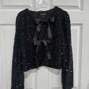 Sugarlips Black Sequin Bow Cardigan